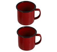 Amosfun Mugs en Émail Rouge Lot de 2, Tasses Rétro pour Fondue Chinoise et Maison, Léger et Pratique