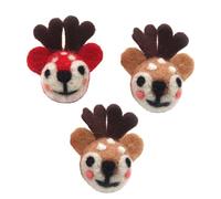 Amosfun Ornement de Bois de Cerf en Feutre Fait Main, Accessoires de Noël Confortables à Porter, Lot de 3 Pièces pour Fêtes et Spectacles de Noël Couleur Aléatoire