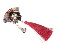 Amosfun Ornement de Cheveux Japonerie de Pompon Éventail avec Épingle Facile à Clipser en Tissu et Métal pour Festival et Coiffure Traditionnelle Féminine