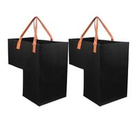 Amosfun Panier à Linge en Feutre Grosse Capacité L pour Escaliers Organisateur de Vêtements Paniers d'Escalier Pliables Rangement pour Articles Divers Ensemble de 2 Pièces Noir