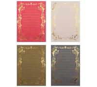 Amosfun Papier à Lettres Rétro à Marquage à Chaud, Papier Créatif Imprimé à Motifs Romantiques, 4 Feuilles par Lot, Format A4, pour Écrire Lettres et Notes, Papeterie Style Aléatoire