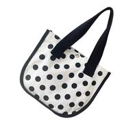 Amosfun Paquet à Lunch à Pois Vintage en Toile Épaisse Noire, Fourre-tout Multifonction à Main Bouton Caché, Grosse Capacité pour Voyage Quotidien et Repas à Emporter