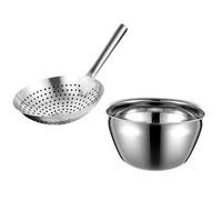 Amosfun Passoire à Huile en Inox 24 Cm et Bol à Huile Profond 23 Cm, Ustensiles la Cuisine Multifonction Résistants la Chaleur, Passoire à Mailles Fine Pratique pour Friture