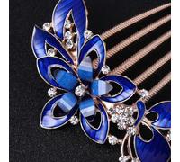 Amosfun Peigne à Cheveux Latéral Bleu Foncé Fleurs en Strass, Accessoire Floral Élégant 9,5 X 9 X 2 Cm pour Mariage et Occasions Spéciales, Ornement Chic pour Coiffure de Mariée