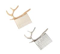 Amosfun Peignes à Cheveux Décoratifs et Résistants en Alliage Lot de 2 Style Bois de Cerf pour Femme pour Occasions Spéciales et Fêtes