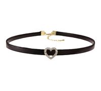 Amosfun Pendentif Cœur en Alliage et Cristaux Noir Collier pour Femme Ras-de-cou Réglable et Chic, pour Fêtes et Soirées Élégantes