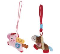 Amosfun Pendentif en Peluche Cheval 2pcs pour Téléphone et Paquet, Léger et Fixation Sécurisée, Accessoire Mignon pour Aventures en Plein Air et Présents