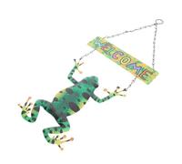 Amosfun Pendentif Mural en Fer Forgé Forme Grenouille Vert, Panneau Suspendu Léger de Bienvenue pour Décoration Extérieure de Jardin ou Salon