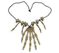 Amosfun Pendentif tête de Mort Collier Vintage Squelette tête Main os Collier Fantaisie Habiller Costume pour Halloween fête Cosplay Bijoux
