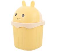 Amosfun Petite Poubelle de Table en Plastique Couvercle, Mini Poubelle de Bureau Jaune Petit Lapin, et Résistante, pour Bureau, Chambre et Espace de Travail