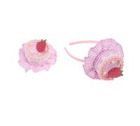 Amosfun Pince à Cheveux Gâteau D'anniversaire en Tissu Rose Dentelle, Accessoire Confortable et Élégant pour Tout-petit, pour Célébration et Fête de Printemps