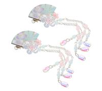 Amosfun Pince à Cheveux Japonaise Éventail 2pcs en Fer et Acrylique Confortable Antidérapante pour Filles Élégantes Fêtes Costumées et Événements Hanfu