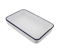 Amosfun Plat à rôtir rectangulaire rétro vintage en émail pour four multifonction Plateau de service et de cuisson