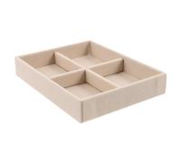 Amosfun Plateau de Présentation pour Bijoux Petit Format 4 Compartiments en Velours Beige, Organisateur de Bijoux pour Bagues et Boucles D’oreilles, Coffret de Rangement pour Tiroir