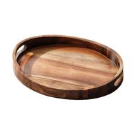 Amosfun Plateau de Service Ovale en Bois Naturel Poignées, Plateau Rustique Élégant pour Servir Le Petit-déjeuner ou Organiser des Objets Décoratifs