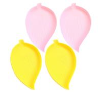 Amosfun Plateaux de Tri Multifonctions pour Tableau de Strass et Perles, Lot de 4 en Plastique Solide, Design Feuille Jaune et Rose, Plateau à Rainures pour Diamant Painting, Accessoire