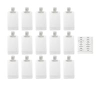 Amosfun Pochette de Voyage Souple 16 Pièces - 15 Sachets Distributeurs 100 Ml 1 Étiquette Étanche - Pochette de Rangement Compacte pour Shampoing, Lotion et Produits Cosmétiques - Paquet