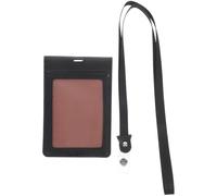 Amosfun Porte-badge Magnétique Noir en Pu Rigide, Pochette Verticale pour Cartes D'identité et Badges, 1 Pièce Lanière, Porte-badges D'identification Sécurisé pour Bureau et Usage