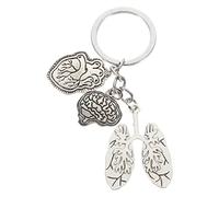 Amosfun Porte-Clé Médecin Cœur Cerveau Poumon Pendentif Unique Accessoire Sac 1.6 X 1.2 Pouces Cadeau Professionnel Santé