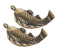 Amosfun Porte-Clés Carpe en Laiton, 2 Pièces, Pendentif Décoratif Chic, Motif Poisson, pour Paquet ou Trousse, Style Délicat et Raffiné