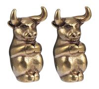 Amosfun Porte-clés en Laiton Forme Bœuf 2 Pièces, Léger et Portable, Décoration Élégante pour Bureau et Maison, Breloque Zodiaque Originale