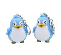 Amosfun Porte-clés pingouin avec éclairage LED et son, pendentif pingouin noir, 2 pièces, porte-clés, clé porte-clés, amis, famille, idée cadeau, jouets pour enfants, Bleu clair., 3.7*2.8*4,7 cm