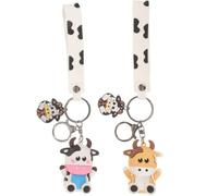 Amosfun Porte-Clés Vache Créatif 2 Pièces Dessin Animé Accessoire Sac Pendentif Cadeau Couple 11.5 X 1.8 Pouces
