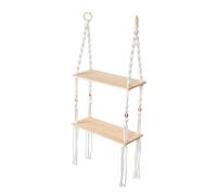 Amosfun Porte-Tapisserie étagère Murale étagères en macramé Support de Rangement en Corde de Coton étagère Suspendue en macramé étagères suspendues en macramé en Bois Beige