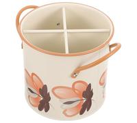 Amosfun Porte-ustensiles Cuisine Vintage en Métal Rangement Mural, Seau à Couverts Compact et Décoratif pour Baguettes et Ustensiles, pour Organisation de Plan de Travail