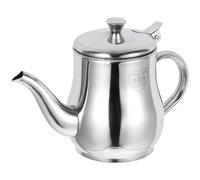 Amosfun Pot à Huile en Acier Inoxydable 13 Oz Bec Verseur Arc Poignée Incurvée Antichaleur Récipient Multifonction pour Filtration Graisse et Huile de Cuisson Ustensile la Cuisine Inox