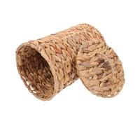 Amosfun Poubelle Osier Tissée Main Herbe Naturelle Panier Déchets Compact et pour Chambre Salle de Bain Bureau Décor Champêtre et Rangement Pratique