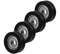 Amosfun Poulies à Roulement 4 Pcs, Roulettes Rigides en Nylon Noir 5x20x7 Mm Gorge en U, Roues Rainurées pour Portes Coulissantes, Quincaillerie Industrielle pour Fenêtres et Volets