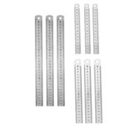 Amosfun Règles Droites pour Outil de Mesure Précis 15-30 Cm Lot de 9 en Acier Inoxydable Argenté pour Bureau et Espace de Travail, Adaptées aux Garçon et Filles et Adultes