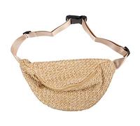 Amosfun Sac banane imitation paille tissée - Sac de poitrine d'été - Sac banane - Sac de courses - Pochette de simulation de paille