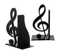 Amosfun Serrage Livres Décoratifs Note Musicale 2 Pièces en Plastique Noir | Base Antidérapante, Style Musique, pour Classeurs et Manuels, Bureau ou Comptoir D’accueil