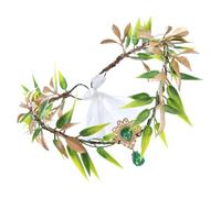 Amosfun Serrage-tête Baroque Vintage Vert Forêt en Plastique, Bandeau Feuilles Artificielles Pendentif Vert pour Mariage et Cosplay, Accessoire Cheveux Fée Élégant et Unique, Taille