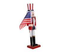 Amosfun Soldat Casse-Noisette Bois Figurine De Noël Américaine avec Drapeau des Décoration Intérieure pour Étagères Et Tables
