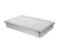 Amosfun Stainless Steel Rectangle Baking Pan With Lid Sheet Cake Pan For Toaster Ovens Brownies Cakes And Casseroles Flat Base Stackable Design Rolled Edges For Safe Handling