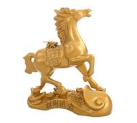 Amosfun Statue de Cheval Chinois Feng Shui en Résine Dorée, Petite Statuette Zodiacale 2026, Ornement Décoratif pour Bureau et Maison, Amulette Chanceuse pour Décoration du Nouvel an