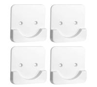 Amosfun Support Adhésif Antidérapant pour Tringle à Rideau 4 Pièces, Fixation Murale en Plastique Blanc, Compatible Barre Ronde, pour Salle de Bain, la Cuisine et Accessoires Salle de