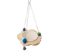 Amosfun Support Balançoire pour Perroquets Petits et Perruches en Bois et Coton Jouet Suspendu Coloré pour Exercices et Coordination la Maison Couleur Aléatoire Style Aléatoire