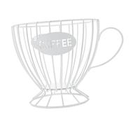 Amosfun Support de dosettes de café en fer multifonction en fil métallique pour capsules de café, collations et bonbons, étagère de rangement spacieuse pour la maison et le café, finition blanche