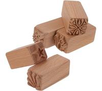 Amosfun Tampons en Bois pour Pâtisserie 5 Pcs, Motifs Lunaire pour Décoration de Gâteaux et Biscuits, Outil de Modelage en Argile pour Poterie, Compact et Réutilisable, Lot de Tampons
