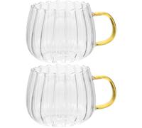 Amosfun Tasse à café en verre borosilicate - Tasses à thé transparentes avec poignée ergonomique idéale pour le café, le thé, les boissons froides et la décoration de table élégante 12 x 7,8 cm