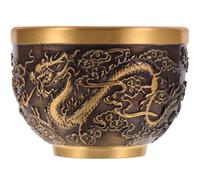 Amosfun Tasse à Thé en Laiton Gaufré Chinois 1 Pièce Tasse Décorative Dragon et Phoenix Service à Thé Rétro pour Salon Décoration Intérieur Vintage pour Boissons Chaudes et Froides Usage