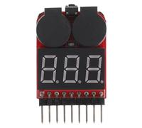 Amosfun Testeur de Tension Batterie Lipo 1-8s avec Alarme Buzzer Basse Tension et Affichage Voltage pour Batterie Lithium Noir Léger et Compact