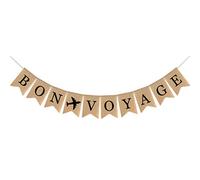 Amosfun Toile de Jute Bon Voyage Bannière Drapeau Bunting S'éloigner S'éloigner de la Retraite Aventure Attend Une Fête Décorations (Style B)