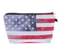 Amosfun Trousse de Maquillage Portable Motif Drapeau Américain, Polyester Lavable, Style Rétro Créatif, Rentrée Scolaire des Étudiants