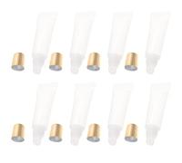 Amosfun Tube Rechargeable de Rouge à Lèvres 10 Ml Transparent Bouchon Doré, 10 Pièces Contenants Légers et Portables pour Gloss à Lèvres, Cosmétiques de Voyage, DIY Maquillage