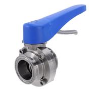Amosfun Vanne à Disque Sanitaire Acier Inoxydable avec Poignée à Déclenchement Bleu Vanne à Tri Clamp Rapide à Installer pour Brassage Alimentation et Produits Laitiers